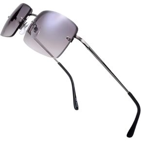 The Fresh Minimalist Small Rectangular Sunglasses Clear Eyewear Spring Hinge - Gift Box Package (305-Gun grey, Gradient Grey, 57)