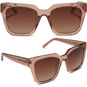DIFF Ariana II Square Designer Sunglasses for Women UV400 Polarized Protection, Café Ole + Brown Gradient