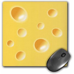 3dRose Yellow Swiss Cheese Slice Wedge Illusion - Fun Silly Whimsical - Mouse Pad, 8 by 8" (mp_58371_1)