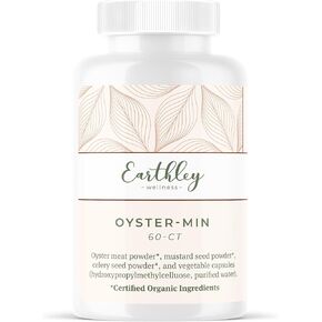Earthley Wellness Oyster-Min, Oyster Meat Powder Extract with Minerals for Absorbtion, Provides Natural Energy & A Rich Source of Iodine, Zinc, B12, Copper, and Iron (60 Servings, Capsules)