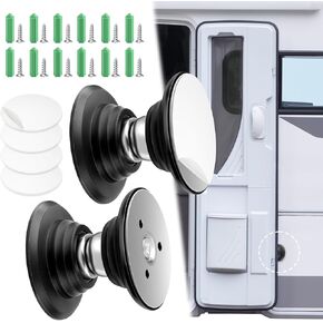 2 Pack RV Magnetic Door Catch, FlyCoco Powerful Magnetic Baggage Door Holders for RV, Heavy Duty Magnetic Door Stopper with Adhesive Tapes and Screws Set for RV Trailers Motorhome Camper Home Kitchen