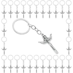 PHAETON 20PCS Cross Keychain Cross Key Chain Cross Keyring Gifts Car Key Chain Ring Holder Souvenir For Gift Jesus Key Rings Religious Favors