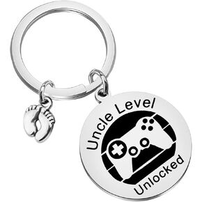 BEKECH New Uncle Keychain Pregnancy Announcement Uncle Level Unlocked Keychain Uncle to Be Gifts