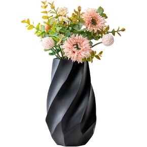 MyGift Ultra Modern Cast Aluminum Tabletop Flower Vase with Matte Black Finish and Spiral Ribbed Textured Pattern Design for Home Decor Centerpiece - Handcrafted in India
