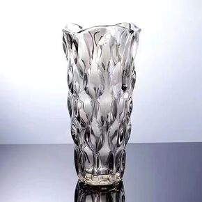 Crystal Glass Vase Flower Vase for Home Décor, Fresh Bouquets Holder, Tall Floral Arrangement for Wedding Holiday Party, Modern Decoration Fit for Office Dinning Living Room (10 inch, Amber)