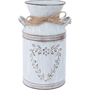 Metal Milk Jug, 7.66in Heart-shaped Flower Arrangement Vase, Vintage Floral Plant Bucket for Dry Flower Arrangements, Home, Christmas, Wedding Table Centerpieces