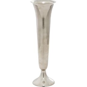The Novogratz Aluminum Metal Decorative Vase Fluted Centerpiece Vase, Flower Vase for Home Decoration 4" x 4" x 10", Silver