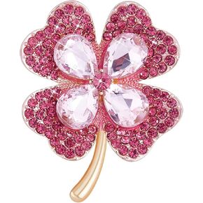 Ornaland Four Leaf Clover Brooch Pin Alloy Crystal Rhinestone Four Leaf Clover Lapel Pin Accessory for Women Clothing Bags Backpacks Jackets