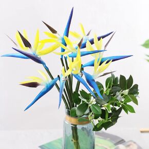 NatureMan 10Pack Artificial Flowers Bird of Paradise,22.4 Inch Hawaiian Tropical Flowers Strelitzia Green Plant for Home Garden Decoration Office Verandah Wedding Decorations (Ocean Blue)