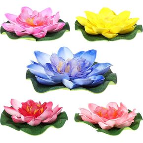 Artificial Floating Lotus Flower Water Lily Pads EVA Lotus Flower Water Lily Pads Leaves 5pcs for Pond Decoration