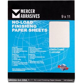 Mercer Industries 240080A - 9 x 11 Silicon Carbide No-Load Finishing Paper Sheets, Grit 80A (50 pack)