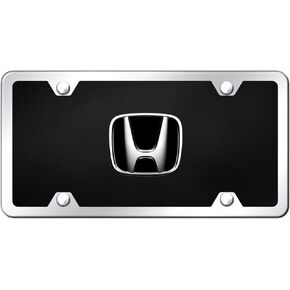 Honda Black Acrylic License Plate with Chrome Frame Kit