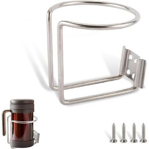 1 PC Car Stainless Steel Water Cup Holder, L-Shaped Opening Design Polished Surface Container Ring Drink Holder, Universal Cup Storage Accessory, for Most Cars, Boats, Trucks, RVs (Silver)