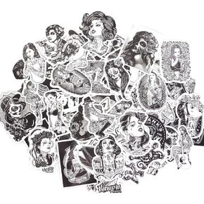Honbay 68PCS Sexy Women Stickers Pretty Tattooed Girl Stickers Black and White Stickers for Laptop, Luggage, Phone, Guitar, Skateboard, Car, etc
