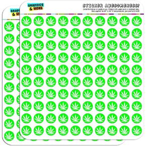 Marijuana Pot Weed Leaf Green 1/2" (0.5") Planner Calendar Scrapbooking Crafting Stickers - Clear