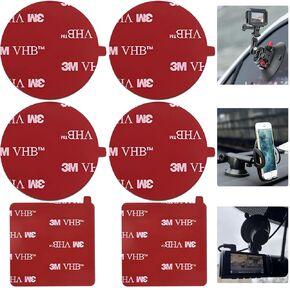 3M Double Sided Adhesive Pads,Car Mount Sticky Pad Replacement.3M Sticky Dash Cam Mounting Tape.Heavy Duty Tape Sticker for Dashboard &Daily Use.Waterproof,Heat-resistant.Easy Use,Squares&Round,6PCS