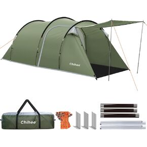 Chihee Camping Tents Tunnel Tent 4 Person Family Tent with 2 Doors Extra Large Weatherproof Tent 4 Seasons Tents with Screened Porch Room Awning Include Rainfly Carry Bag for Travelling Outdoor Hiking