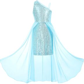 GRACE KARIN Girls Sequin Dress One Shoulder Birthday Party Prom Dresses 6-14Y