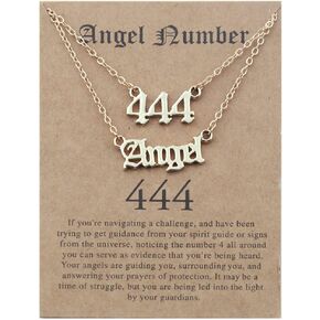 COLORFUL BLING Angel Number Pendant Necklace Layered Silver Gold Chain Y Necklace Meaningful Wish Card 000 1111 111 222 333 444 555 666 777 888 999 Numerology Lucky BFF Friendship Jewelry for Women