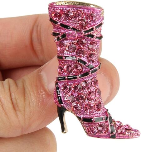 EVER FAITH Lady High-Heel Brooch Pink Austrian Crystal Shoe Boot in Saudi Arabia