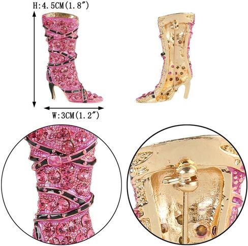 EVER FAITH Lady High-Heel Brooch Pink Austrian Crystal Shoe Boot in Saudi Arabia