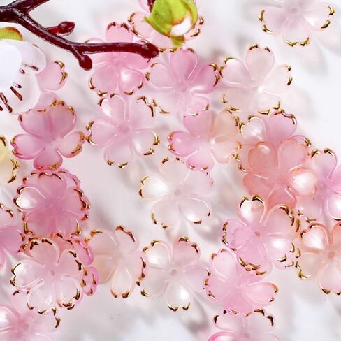 50Pcs Cherry Blossom Acrylic Flower Beads, Mini Floral Spacer Beads for Jewelry Making 5-Petal Gradient Flower Bead Gold-Plated Flowers Bead Charms for Bracelets (Blue-Violet Gradient) in Saudi Arabia