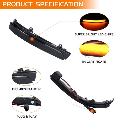 عدسة مدخنة ديناميكية متتابعة Led مرآة جانبية بدوره أضواء الإشارة المؤشر لـ 2011-2018 Volkswagen Jetta MK6 SE، لـ 2012-2019 VW Beetle in Kuwait