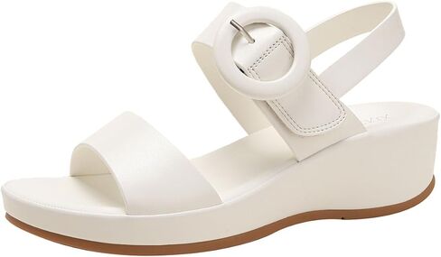 Womens Wedge Sandals Open Toe Double Buckle Adjustable Strap Slip On Dressy Platform Sandals Comfort Summer Shoes in Saudi Arabia