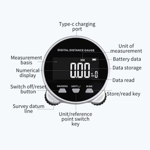 Digital Display Roller Ruler, Digital Electronic Tape Measure 199.999meter Type C Charging Port Semiconductor Microprocessor Rolling Ruler for Length Measuring Tool in Saudi Arabia