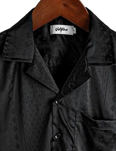 VATPAVE Mens Summer Jacquard Silk Shirts Casual Button Down Short Sleeve Hawaiian Shirt with Pocket in Saudi Arabia