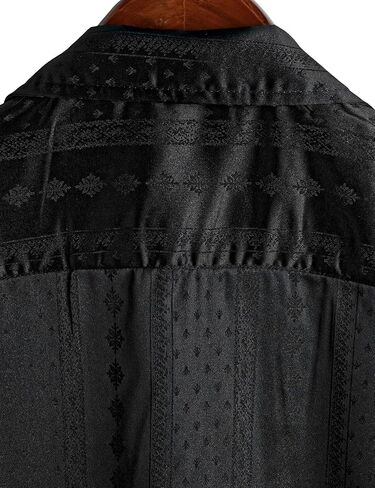 VATPAVE Mens Summer Jacquard Silk Shirts Casual Button Down Short Sleeve Hawaiian Shirt with Pocket in Saudi Arabia