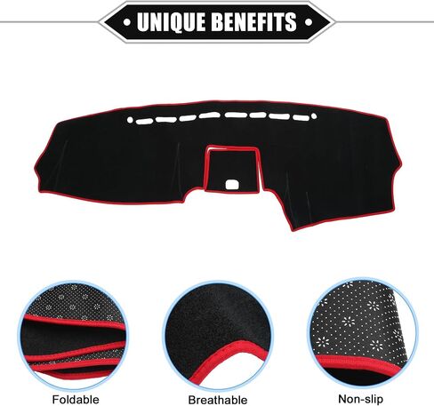 Dashboard Cover Compatible for Hyundai Santa Fe 2007-2012, Non-Slip Polyester Black Red Dash Cover Mat Dash Board Protector Cover in Saudi Arabia