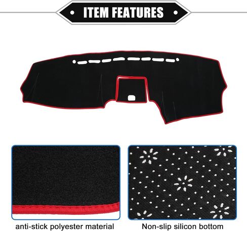 Dashboard Cover Compatible for Hyundai Santa Fe 2007-2012, Non-Slip Polyester Black Red Dash Cover Mat Dash Board Protector Cover in Saudi Arabia