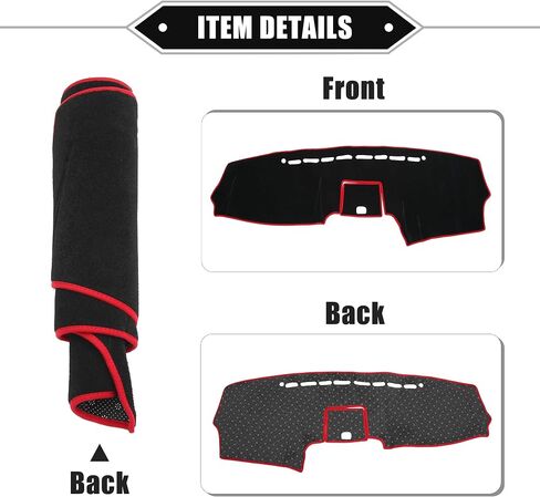Dashboard Cover Compatible for Hyundai Santa Fe 2007-2012, Non-Slip Polyester Black Red Dash Cover Mat Dash Board Protector Cover in Saudi Arabia