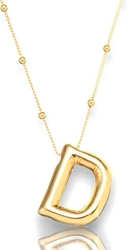 قلادة ذهبية على شكل حرف فقاعي للنساء، سلسلة مطلية بالذهب عيار 18 قيراط وقلادة ساحرة وقلادة بالون الاسم الأولي مجوهرات للبنات والرجال هدايا in Kuwait