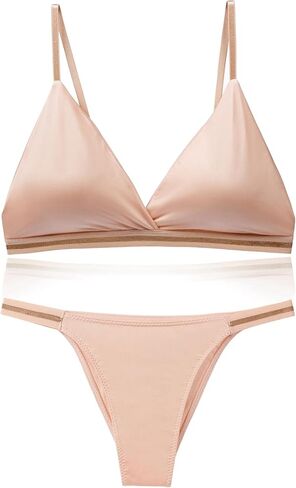 Women Ice Silk Padded Bra Briefs 2 Piece Lingerie Set in Saudi Arabia