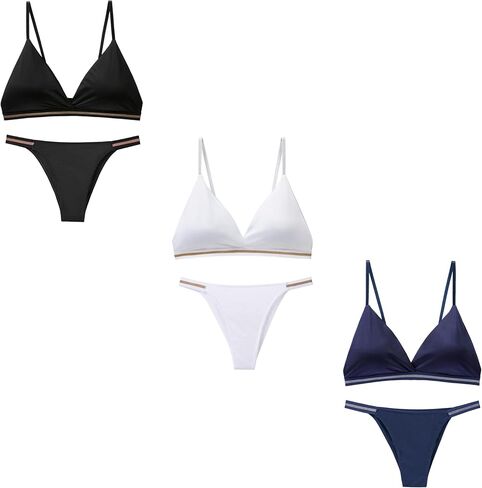 Women Ice Silk Padded Bra Briefs 2 Piece Lingerie Set in Saudi Arabia