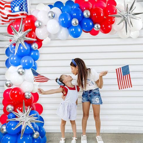 137PCS Red White and Blue Balloons Arch Garland Kit, 4th of July Balloon Arch with Star Balloons for National Day 4th of July Patriotic Party Decorations Independence Day Memorial Day Party Supplies in Saudi Arabia