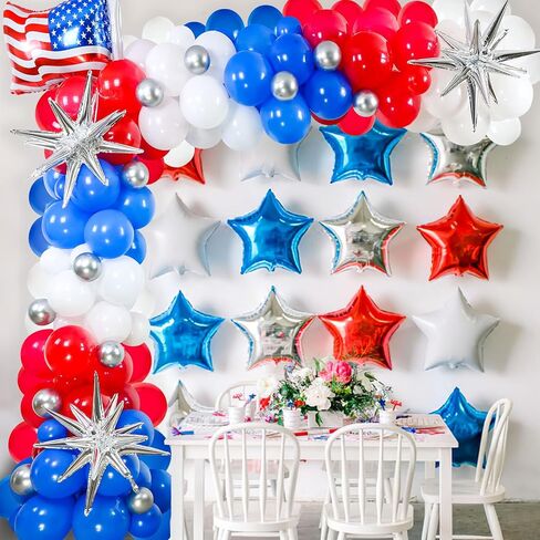 137PCS Red White and Blue Balloons Arch Garland Kit, 4th of July Balloon Arch with Star Balloons for National Day 4th of July Patriotic Party Decorations Independence Day Memorial Day Party Supplies in Saudi Arabia