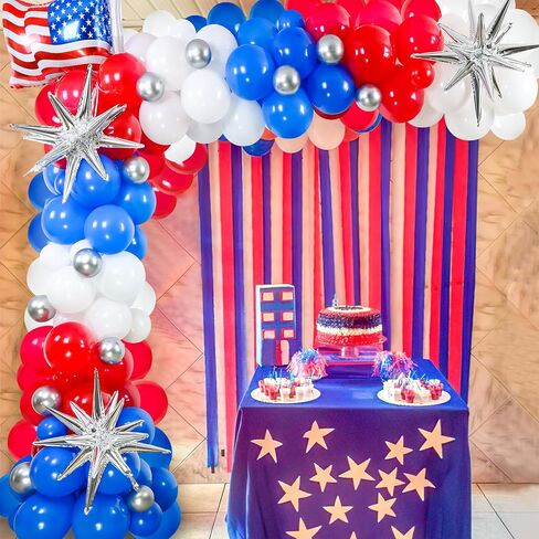 137PCS Red White and Blue Balloons Arch Garland Kit, 4th of July Balloon Arch with Star Balloons for National Day 4th of July Patriotic Party Decorations Independence Day Memorial Day Party Supplies in Saudi Arabia