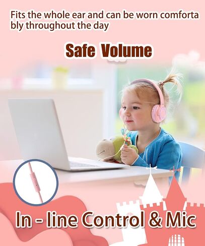 Kids Headphones,Kids Headphones for School,Headphones for Kids with Volume Limit of 94 db,Wired Children Headphones for Travel/Tablet Adjustable Headband Foldable(Blue) in Saudi Arabia