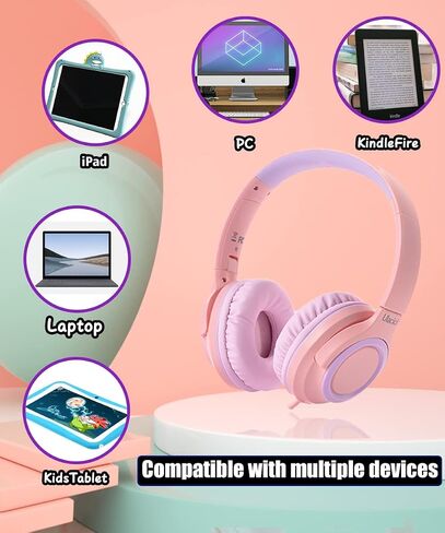 Kids Headphones,Kids Headphones for School,Headphones for Kids with Volume Limit of 94 db,Wired Children Headphones for Travel/Tablet Adjustable Headband Foldable(Blue) in Saudi Arabia