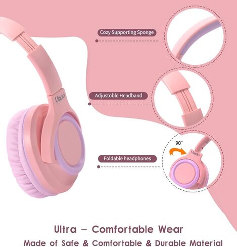 Kids Headphones,Kids Headphones for School,Headphones for Kids with Volume Limit of 94 db,Wired Children Headphones for Travel/Tablet Adjustable Headband Foldable(Blue) in Saudi Arabia