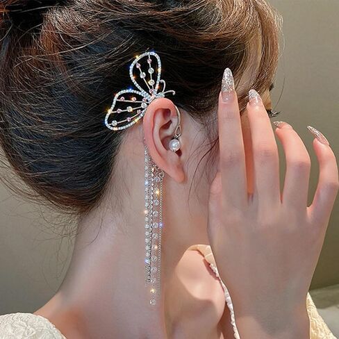Butterfly Ear Cuff Zircon Butterfly Earrings for Women No Piercing Butterfly Wrap Earrings Dainty Butterfly Cartilage Earrings Gifts for Her in Kuwait