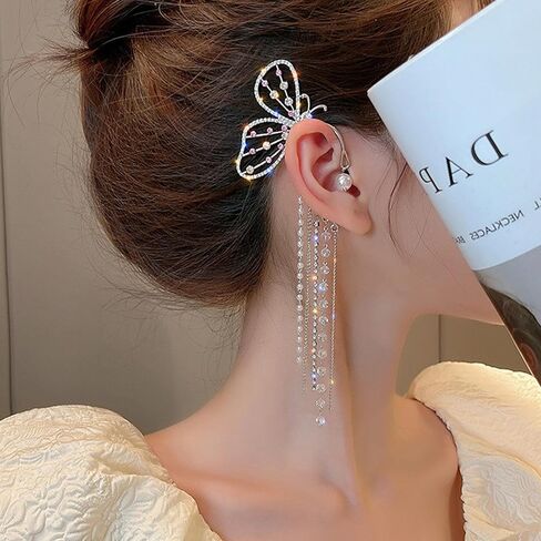 Butterfly Ear Cuff Zircon Butterfly Earrings for Women No Piercing Butterfly Wrap Earrings Dainty Butterfly Cartilage Earrings Gifts for Her in Kuwait