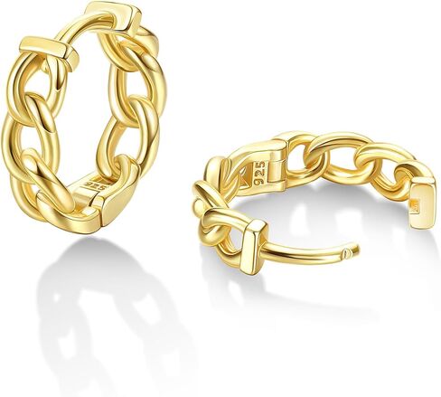 Milacolato 925 الفضة الاسترليني الأقراط الصغيرة هوب 18K مطلية بالذهب كبح سلسلة Huggie أقراط هيبوالرجينيك الغضروف الأطواق الأطواق للنساء فتاة in Kuwait