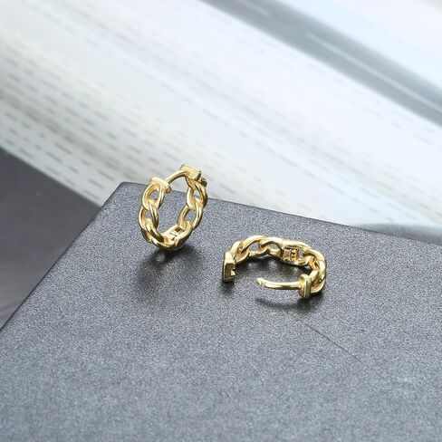 Milacolato 925 الفضة الاسترليني الأقراط الصغيرة هوب 18K مطلية بالذهب كبح سلسلة Huggie أقراط هيبوالرجينيك الغضروف الأطواق الأطواق للنساء فتاة in Kuwait