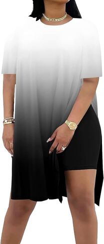 AOMONI 2 piece outfits for Women Short Sleeve Tunic Tops Shorts Sets in Kuwait