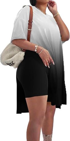 AOMONI 2 piece outfits for Women Short Sleeve Tunic Tops Shorts Sets in Kuwait