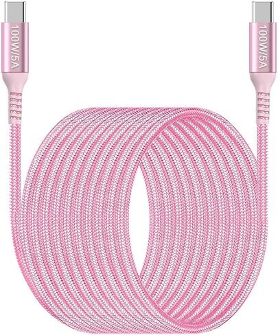100W USB C Cable 10ft Pink,Long USB-C to USB-C,Awnuwuy USB Type C to C Fast Charging Cord Compatible with iPhone 15/15 Pro/15 Plus/15 Pro Max,iPad Pro,iPad Air 4,Samsung Galaxy S23 S22 S21,MacBook Pro in Saudi Arabia